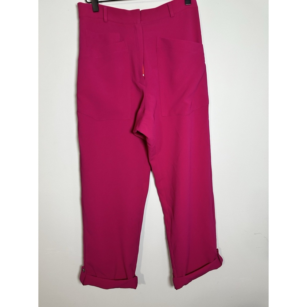 Daniela Corte 100% Silk Utility Cargo Pants Fuchsia Pink‎ Size 38 (XS)